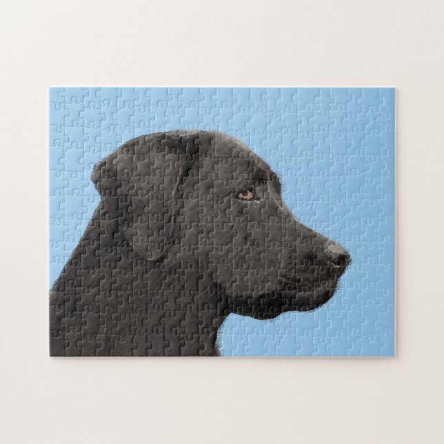 Labrador Retriever Black Painting Original Dog Art Jigsaw Puzzle (Horizontal)