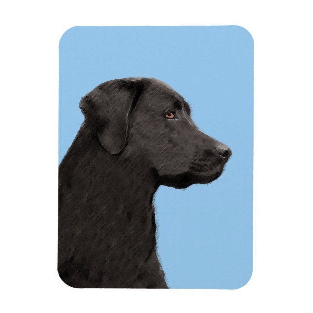 Labrador Retriever Black Painting Original Dog Art Magnet (Vertical)