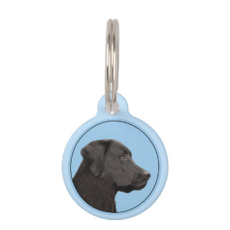 Labrador Retriever Black Painting Original Dog Art Pet Tag