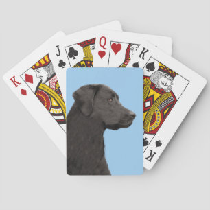 Labrador Retriever Black Painting Original Dog Art Playing Cards