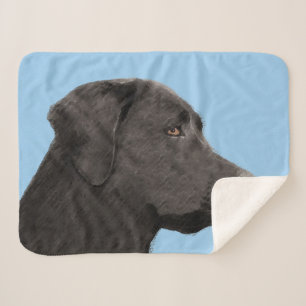 Labrador Retriever Black Painting Original Dog Art Sherpa Blanket