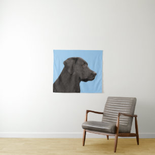Labrador Retriever Black Painting Original Dog Art Tapestry