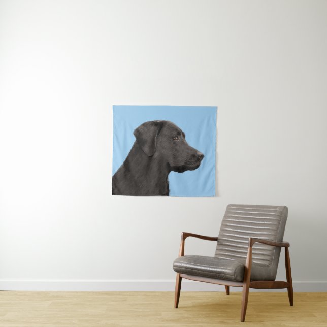 Labrador Retriever Black Painting Original Dog Art Tapestry (In Situ (Horizontal))