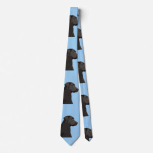 Labrador Retriever Black Painting Original Dog Art Tie