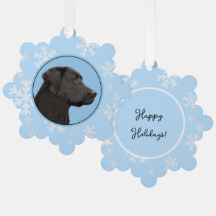 Labrador Retriever Black Painting Original Dog Art Tree Decoration Card