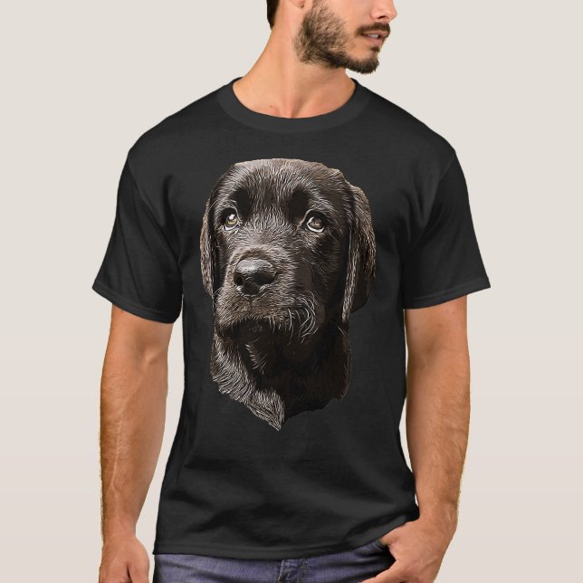 Labrador Retriever Black Puppy Dog 105 T-Shirt (Front)