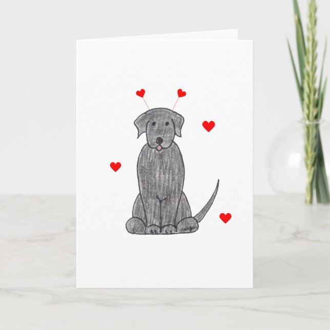 Labrador Retriever Black Valentine Ears Holiday Card (Front)