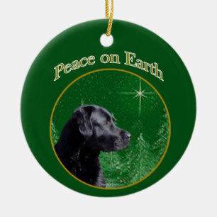 Labrador Retriever (blk) Peace Ceramic Ornament