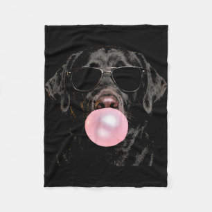 Labrador retriever blowing a bubble sunglasses fleece blanket