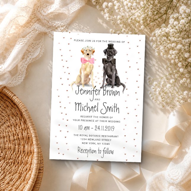 Labrador retriever bride groom valentines wedding invitation (Creator Uploaded)