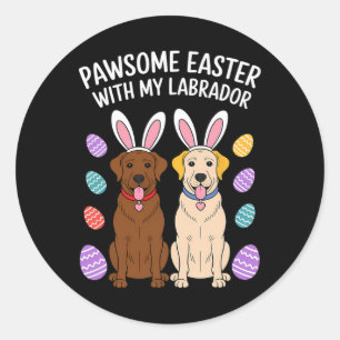 Labrador Retriever Bunny Springs Eggs Easter Lab D Classic Round Sticker