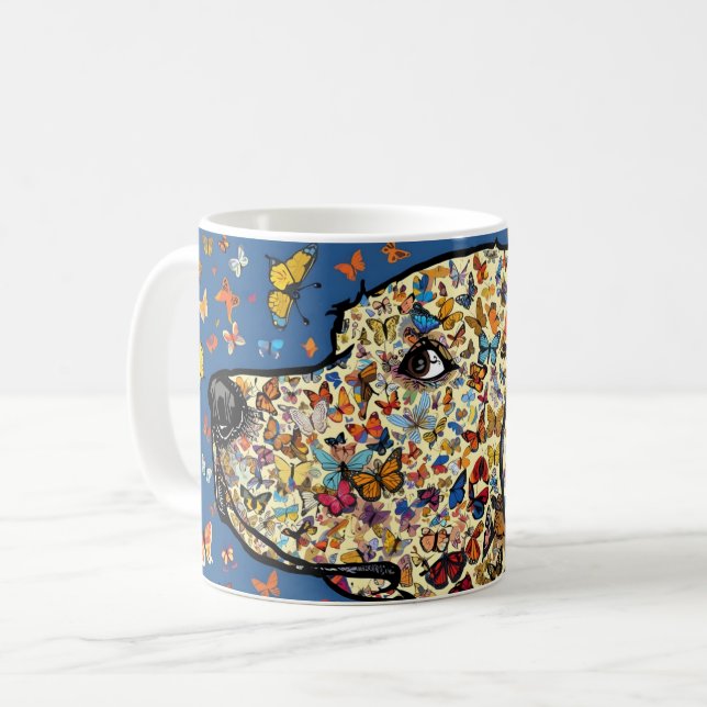 Labrador Retriever Butterfly Dog Art | Yellow Lab Coffee Mug (Front Left)