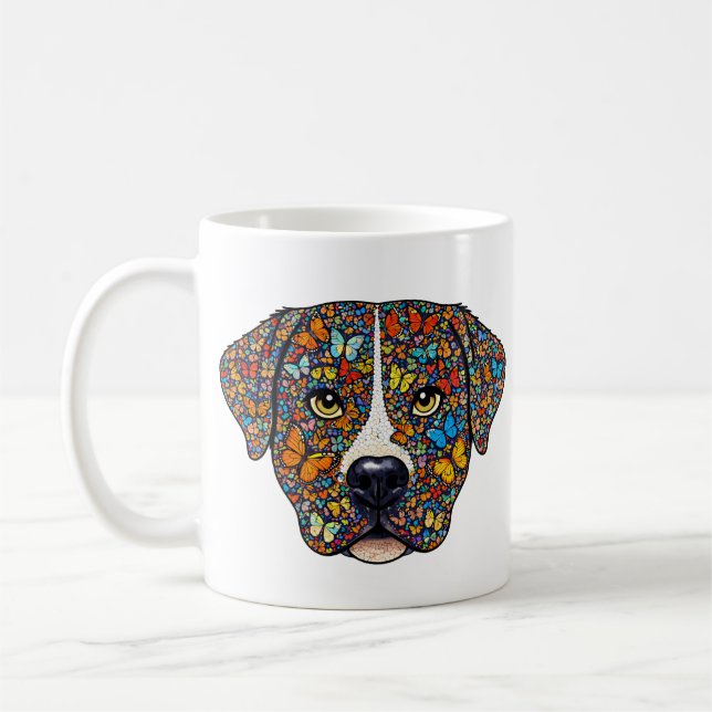 Labrador Retriever Butterfly Kaleidoscope Portrait Coffee Mug (Left)