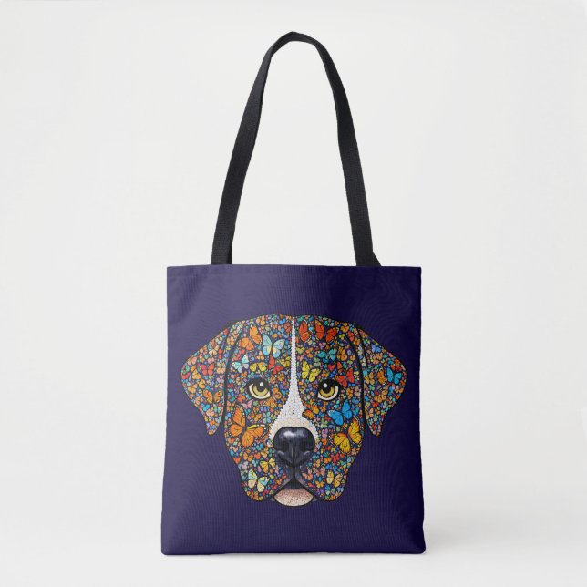 Labrador Retriever Butterfly Kaleidoscope Portrait Tote Bag (Front)