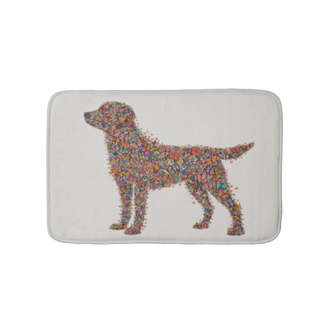 Labrador Retriever Butterfly Silhouette Dog Lover Bath Mat (Front)
