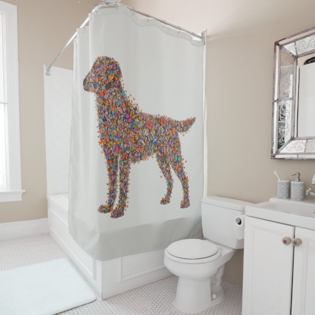 Labrador Retriever Butterfly Silhouette Dog Lover Shower Curtain (In Situ)