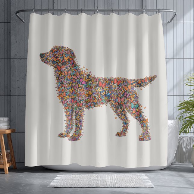 Labrador Retriever Butterfly Silhouette Dog Lover Shower Curtain (Creator Uploaded)