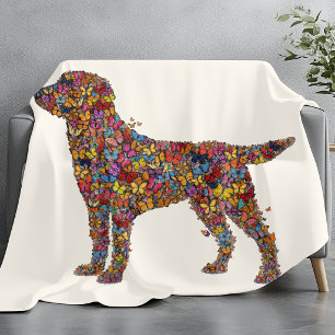 Labrador Retriever Butterfly Silhouette   Dog Mama Fleece Blanket