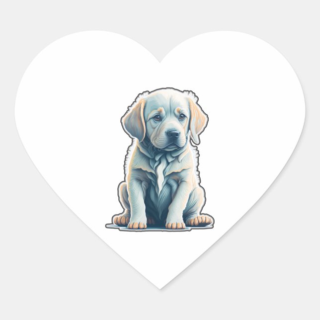 Labrador Retriever Calm Puppy   Heart Sticker (Front)