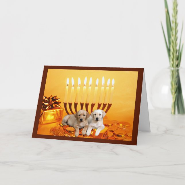 Labrador Retriever  Chanukah Card Menorah (Front)