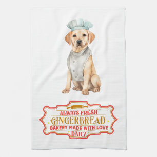 Labrador Retriever Chef Baking Gingerbread Tea Towel