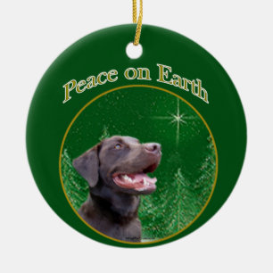 Labrador Retriever (choc) Peace Ceramic Ornament