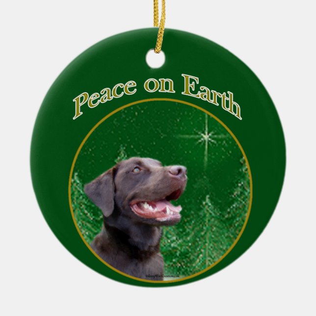 Labrador Retriever (choc) Peace Ceramic Ornament (Front)
