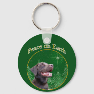 Labrador Retriever (choc) Peace Key Ring