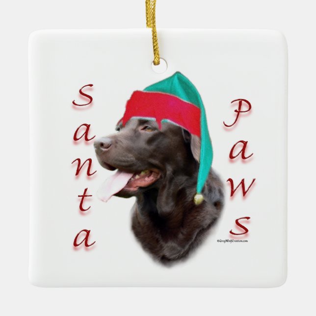Labrador Retriever (choc) Santa Paws Ceramic Ornament (Front)