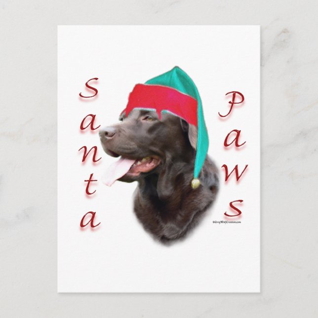 Labrador Retriever (choc) Santa Paws Holiday Postcard (Front)