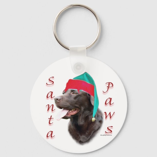 Labrador Retriever (choc) Santa Paws Key Ring (Front)