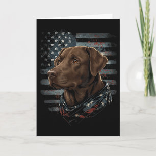 Labrador Retriever Chocolate Dog American Flag Vin Card
