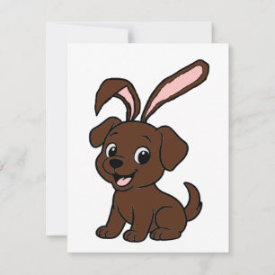 Labrador Retriever Chocolate Easter Cartoon Card