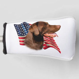 Labrador Retriever (chocolate) Flag Golf Head Cover