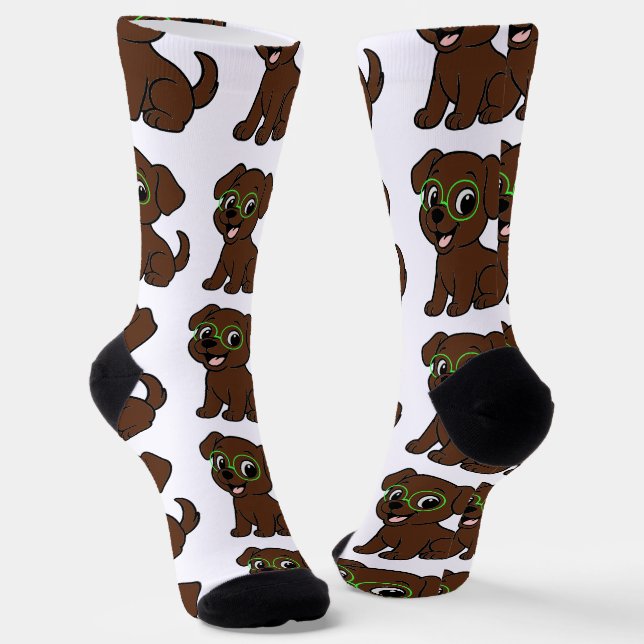 Labrador Retriever Chocolate Lab Cartoon Socks (Angled)
