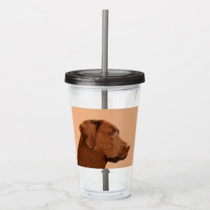 Labrador Retriever (Chocolate) Painting - Dog Art Acrylic Tumbler