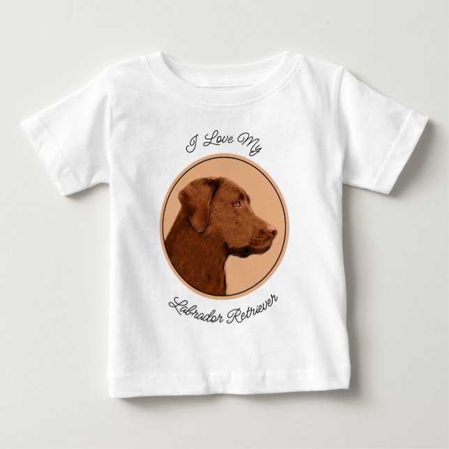 Labrador Retriever (Chocolate) Painting - Dog Art Baby T-Shirt (Front)