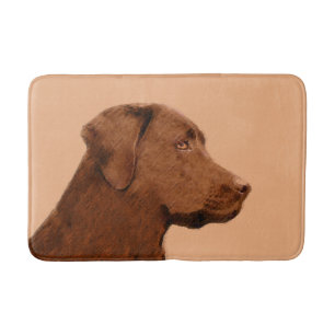 Labrador Retriever (Chocolate) Painting - Dog Art Bath Mat