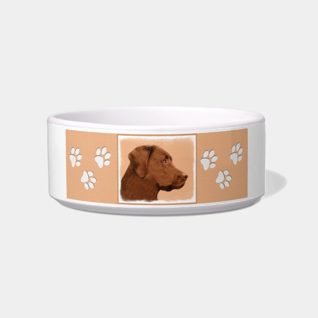 Labrador Retriever (Chocolate) Painting - Dog Art Bowl (Right)