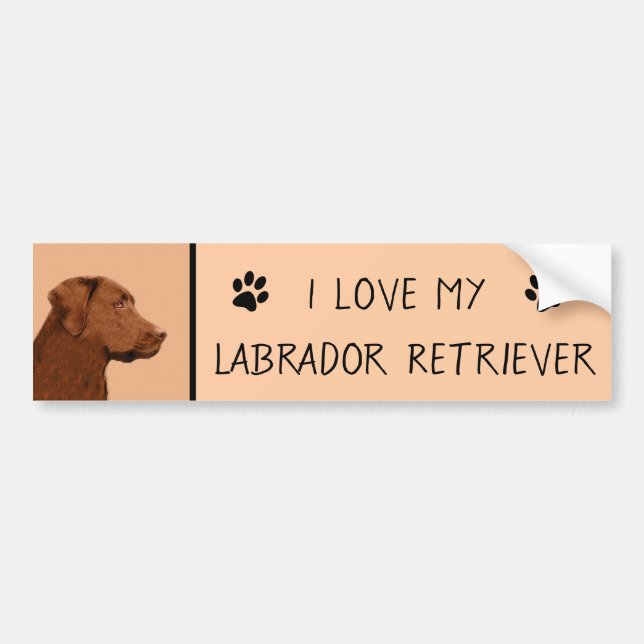 Labrador Retriever (Chocolate) Painting - Dog Art Bumper Sticker (Front)