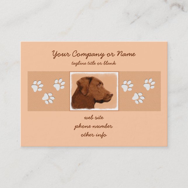 Labrador Retriever (Chocolate) Painting - Dog Art Business Card (Front)