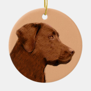 Labrador Retriever (Chocolate) Painting - Dog Art Ceramic Ornament