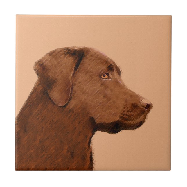 Labrador Retriever (Chocolate) Painting - Dog Art Ceramic Tile (Front)