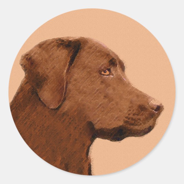 Labrador Retriever (Chocolate) Painting - Dog Art Classic Round Sticker (Front)