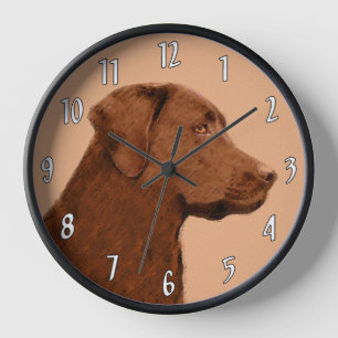 Labrador Retriever (Chocolate) Painting - Dog Art Clock