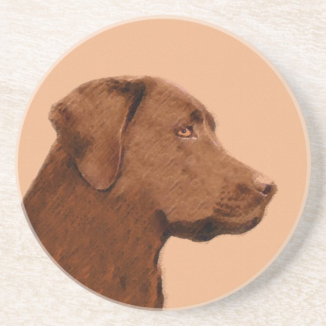 Labrador Retriever (Chocolate) Painting - Dog Art Coaster (Front)