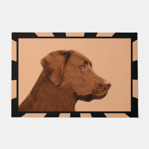 Labrador Retriever (Chocolate) Painting - Dog Art Doormat