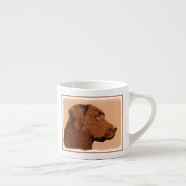 Labrador Retriever (Chocolate) Painting - Dog Art Espresso Cup (Right)