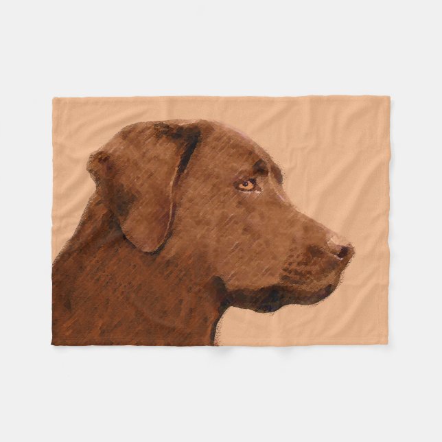 Labrador Retriever (Chocolate) Painting - Dog Art Fleece Blanket (Front (Horizontal))