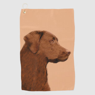Labrador Retriever (Chocolate) Painting - Dog Art Golf Towel
